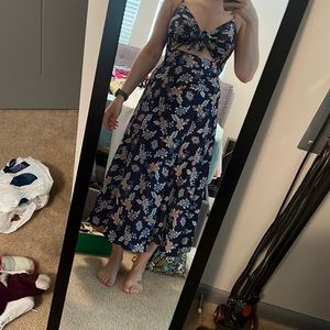 blue floral midi dress